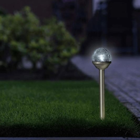 Solar priklamp Rhea decoratieve bol met koud wit licht - 6 cm