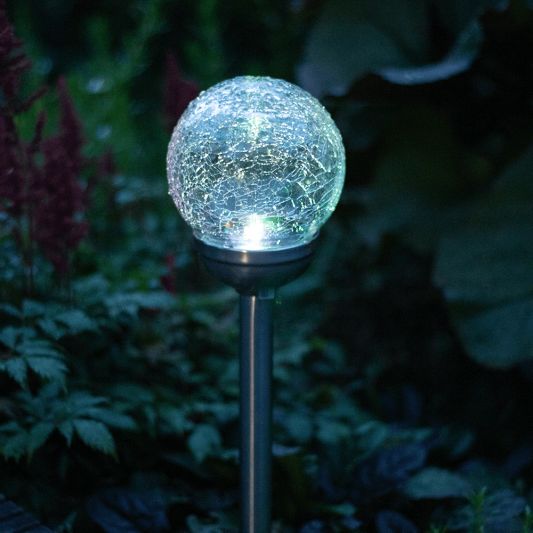 Solar priklamp Rhea decoratieve bol met koud wit licht - 6 cm