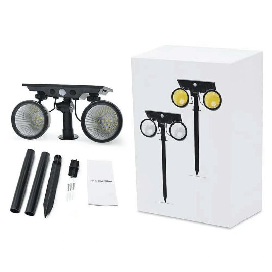 Solar priklamp Vision met twee spots en 5 lichtstanden - Set van 2