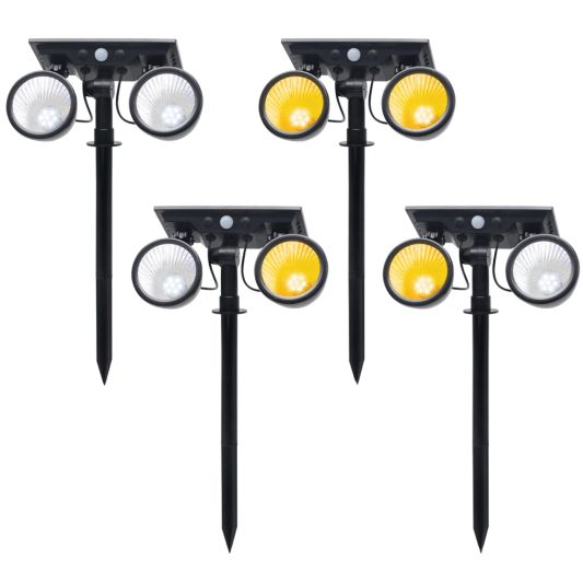 Solar priklamp Vision met twee spots en 5 lichtstanden - Set van 2