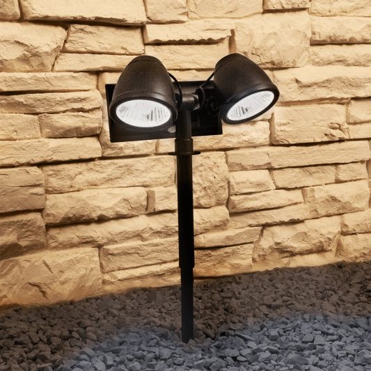 Solar priklamp Vision met twee spots en 5 lichtstanden