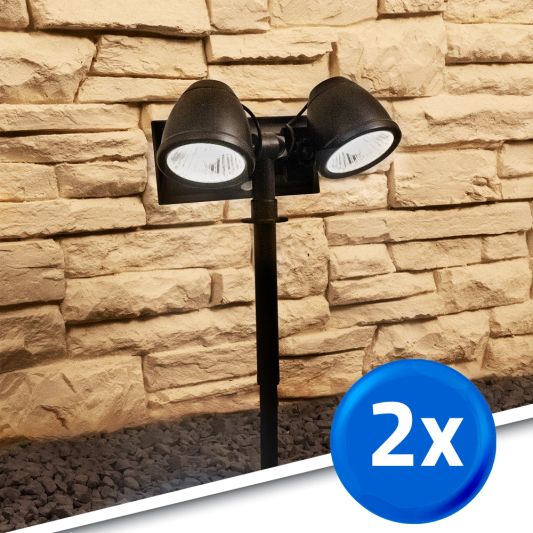 Solar priklamp Vision met twee spots en 5 lichtstanden - Set van 2