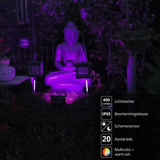 Solar RGBW multicolor breedstraler Rainbow met afstandsbediening