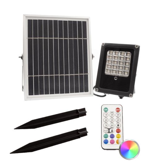 Solar RGBW multicolor breedstraler Rainbow met afstandsbediening