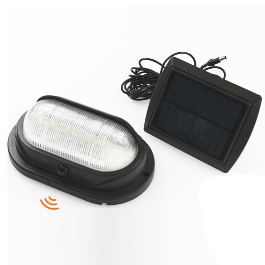 Solar sensorlamp Bullet met los solarpaneel zwart