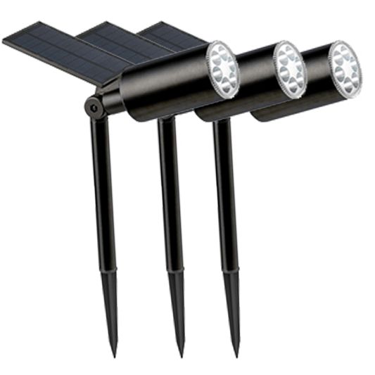 Solar spot Accent voordeelset met grondspies RVS warm wit