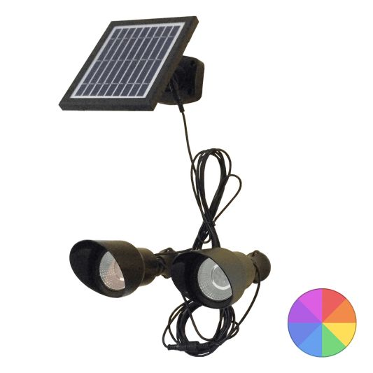 Solar spot Heads complete set met twee spots en los solarpaneel RGB