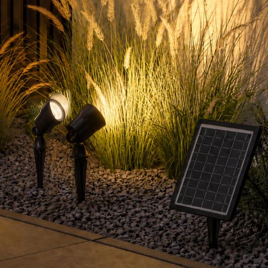 Solar spot Heads complete set met twee spots en los solarpaneel
