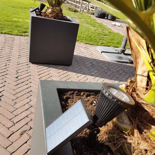 Solar spot Highlight voor wandmontage of grondspies koud wit voordeelset 3