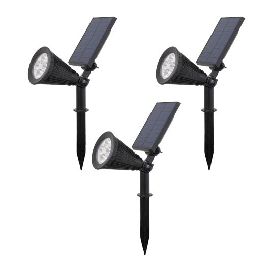 Solar spot Highlight voor wandmontage of grondspies koud wit voordeelset 3