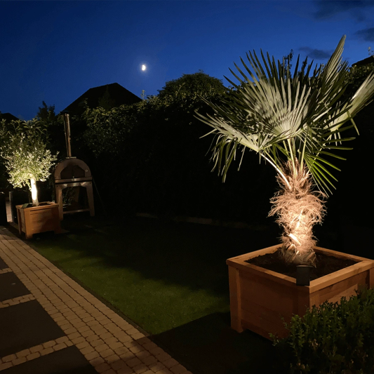 Solar spot Highlight voor wandmontage of grondspies warm wit voordeelset 3