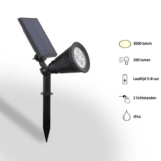 Solar spot Highlight voor wandmontage of grondspies warm wit voordeelset 3