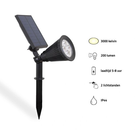 Solar spot Highlight voor wandmontage of grondspies warm wit voordeelset 4