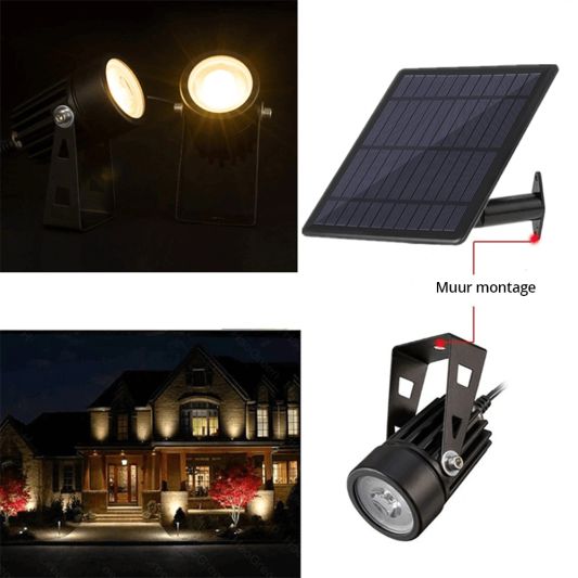 Solar spot Twins met twee spots en los solarpaneel