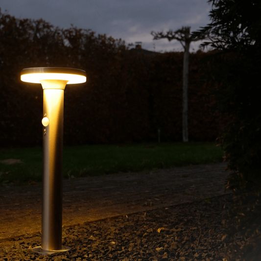 Solar staande lamp Brienz II RVS Buitenlamp op zonne energie met bewegingsensor