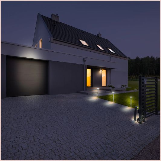 Solar staande lamp Brienz II RVS Buitenlamp op zonne energie met bewegingsensor