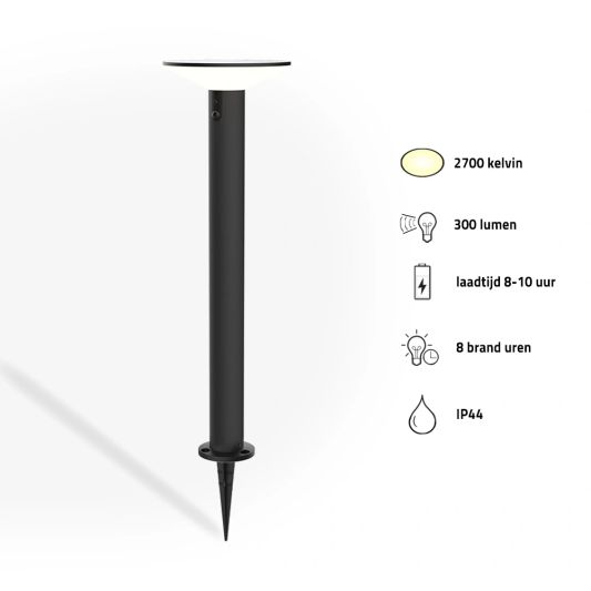Solar staande lamp Lyon - USB-C oplaadbaar - Met bewegingssensor