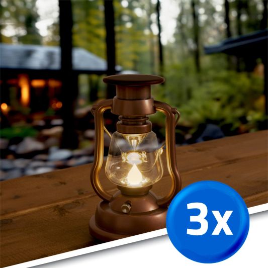 Solar storm windlicht oil op zonne energie kleur brons set van 3 stuks