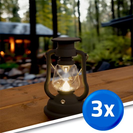 Solar storm windlicht OiL op zonne energie kleur zwart (set van 3 stuks)