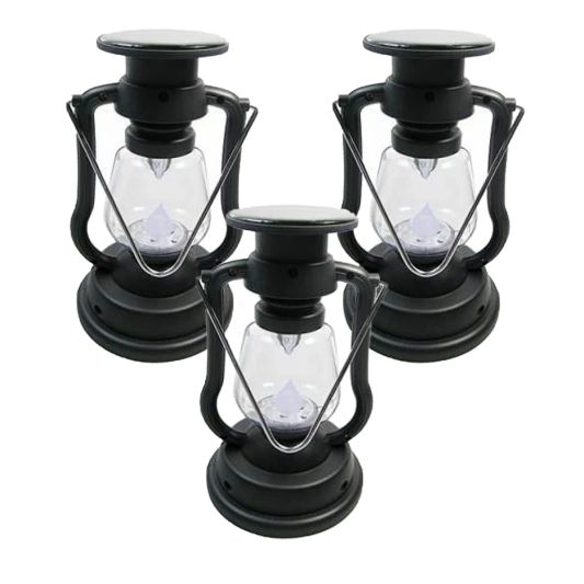 Solar storm windlicht OiL op zonne energie kleur zwart (set van 3 stuks)