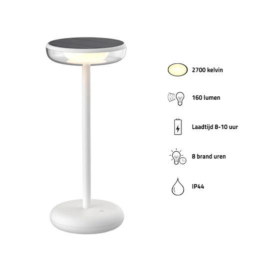 Solar tafellamp Vita - touch dimbaar in warm wit - Wit