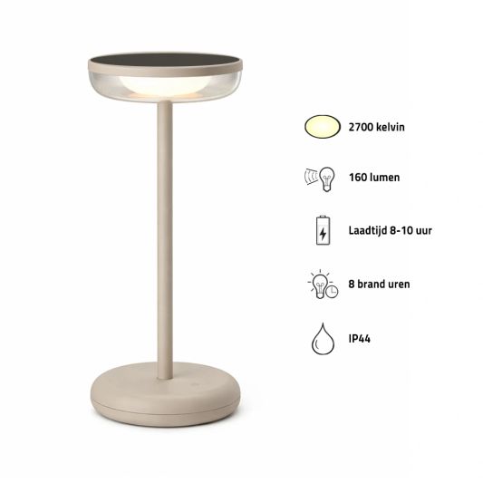 Solar tafellamp Vita - Zandkleur - Voordeelset van 2