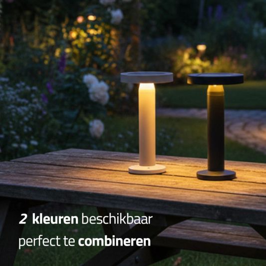 Solar tafellamp VIVRO - touch dimbaar - warm wit - Zandkleur