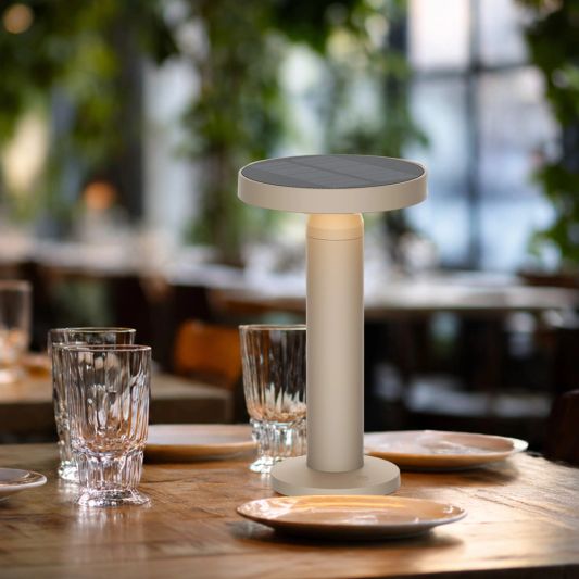 Solar tafellamp VIVRO - touch dimbaar - warm wit - Zandkleur