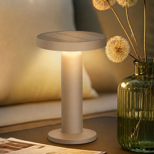Tafellamp oplaadbaar VIVRO - USB-C - Touch dimbaar - Op zonne-energie - Warm wit - Zandkleur