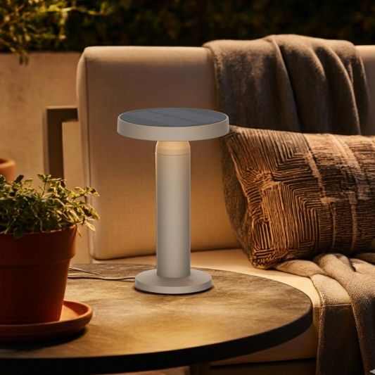 Solar tafellamp Vivro - Zandkleur - Voordeelset van 2