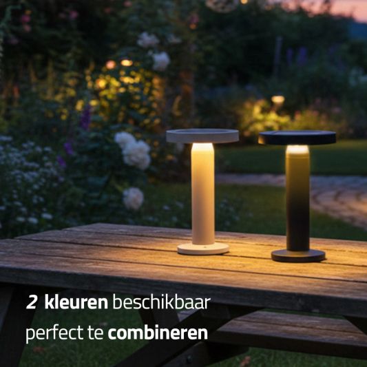 Tafellamp oplaadbaar VIVRO - USB-C - Touch dimbaar - Op zonne-energie - Warm wit - Zwart - Set van 2