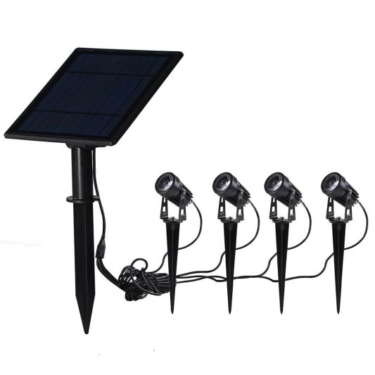 Solar tuinspots Double Twins met 4 slimme RGB spots en los zonnepaneel - Bedienen via de Smart Life app