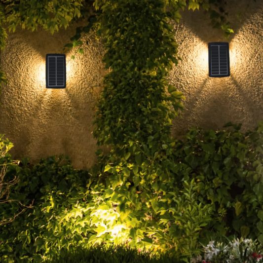 Solar up down wandlamp Njord met warm wit licht - Voordeelset van 3