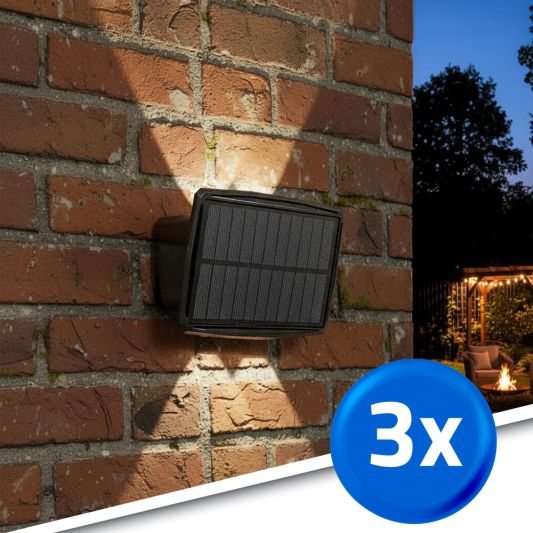Solar up down wandlamp Njord met warm wit licht - Voordeelset van 3
