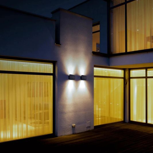 Solar up down wandlamp Njord met warm wit licht - Voordeelset van 4