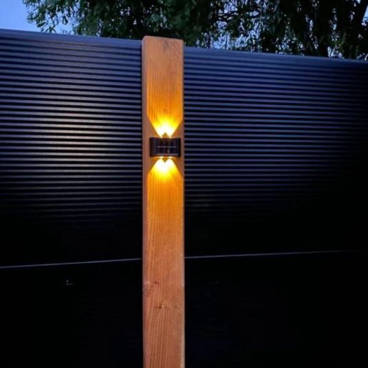 Solar up down wandlamp Sasha op zonne-energie - Zwarte buitenlamp met warm wit licht - Set van 2