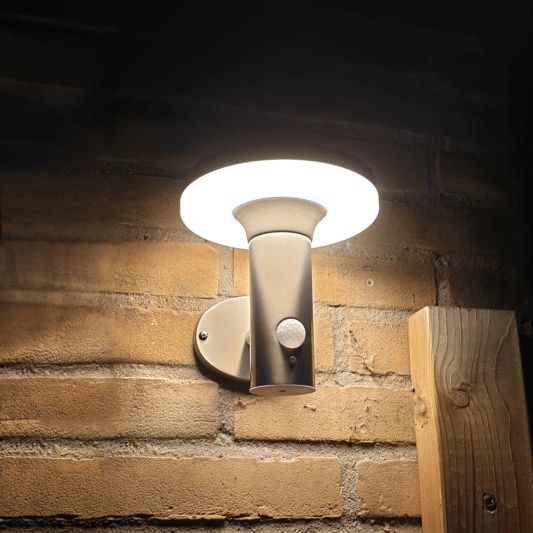 Solar wandlamp Brienz II RVS met sensor