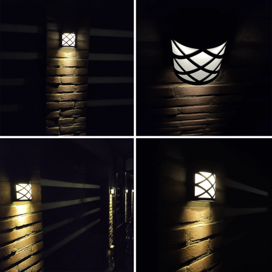 Solar wandlamp China zwart 6 leds warm wit buitenlamp op zonne energie