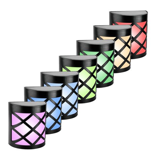 3x Solar wandlamp China RGBW buitenlamp op zonne energie