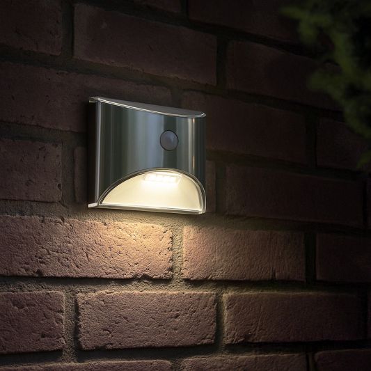 Solar wandlamp Flint RVS met bewegingsmelder op zonne energie