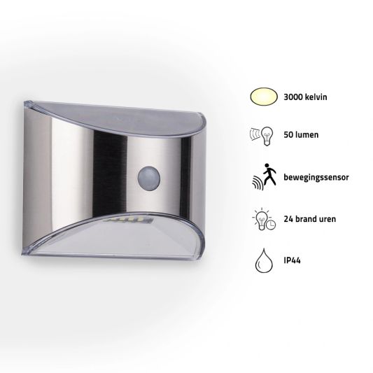 Solar wandlamp Flint RVS met bewegingsmelder op zonne energie