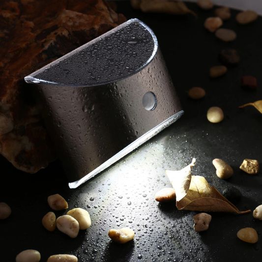 3X Solar wandlamp Flint RVS met bewegingsmelder op zonne energie koud wit