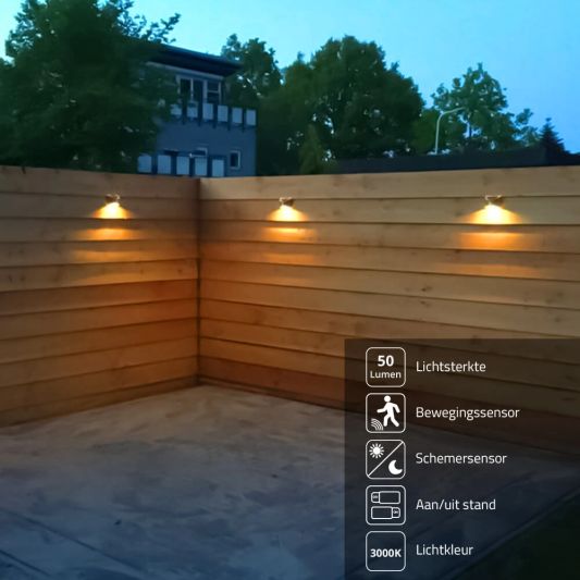 3x Solar wandlamp Flint zwart met bewegingsmelder op zonne energie Warm wit