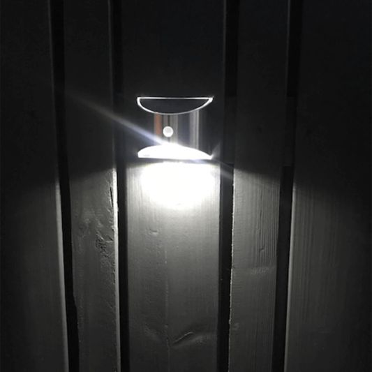 Solar wandlamp Flint RVS met bewegingsmelder op zonne energie koud wit