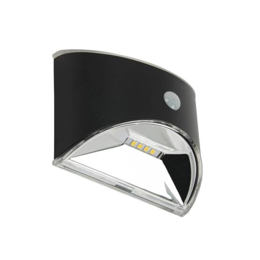 Solar wandlamp Flint zwart met bewegingsmelder op zonne energie