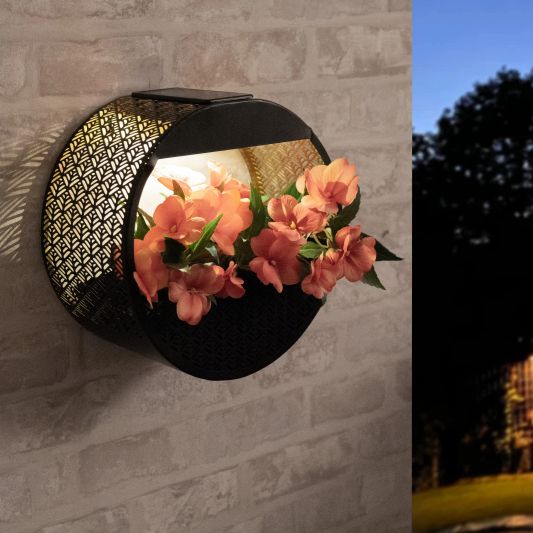 Solar wandlamp Flor - Met plantenbakje - Rond