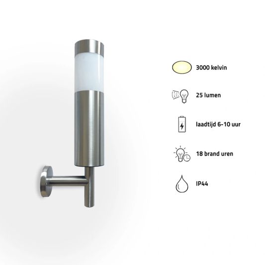 Solar wandlamp Lucifer RVS op zonne energie