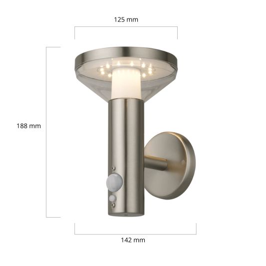 Solar wandlamp Lugano met bewegingssensor op zonne-energie