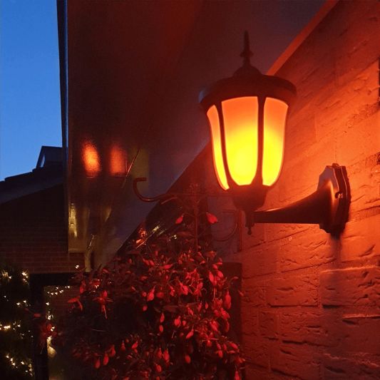 Solar wandlamp Pieck met vlameffect en schemersensor voordeelset 3