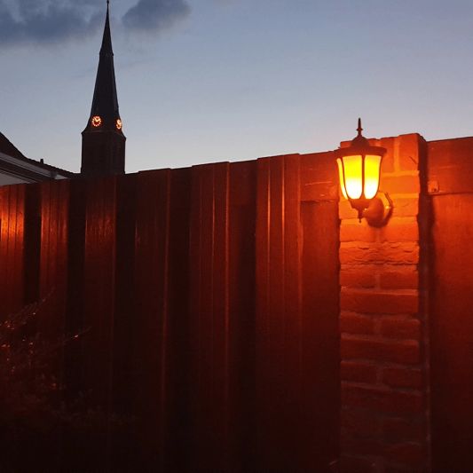 Solar wandlamp Pieck met vlameffect en schemersensor voordeelset 3